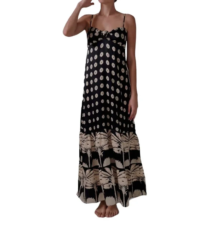 Julieta Satin Silk Maxi Dress In Black