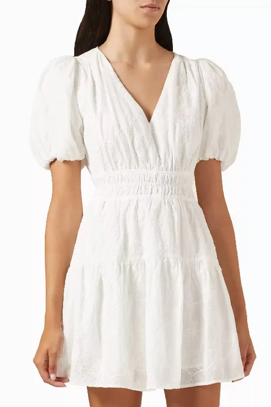 Neve Puff Sleeve Dress In White