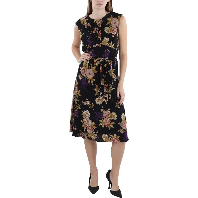 Womens Floral Print Knee-Length Mini Dress