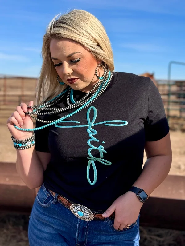 Texas True Threads Faith in Teal Metallic Puff