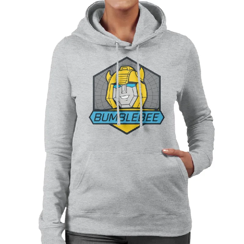 Transformers Bumblebee Blue Eyes Retro Badge Women's Hooded Sweatshirt