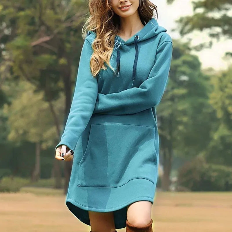 Get Comfy in Style with Casual Long Hoodies for Women Loose Fit, Oversized with Pockets - Your Go-To Hoody Dress Pullover, Perfect for Casual Fashion and K-Pop Inspired Looks