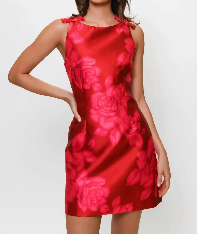 Chesca Dress In Red Spacious Roses