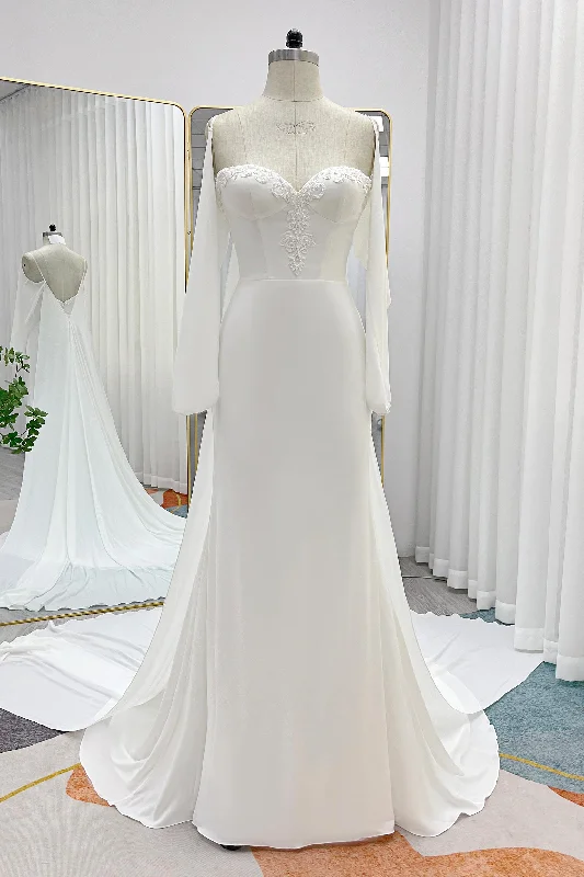 Trumpet-Mermaid Court Train Chiffon Wedding Dress CW3267