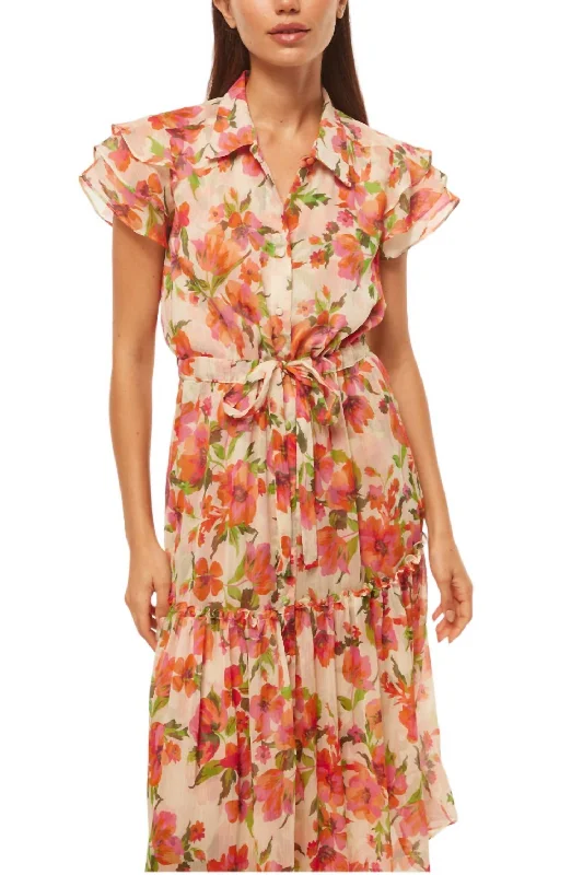 Viola Dress In Palmare Blooms Chiffon