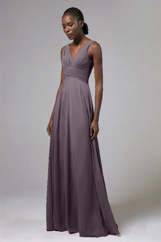 A-Line Floor Length Chiffon Bridesmaid Dress Formal Dresses CB0413