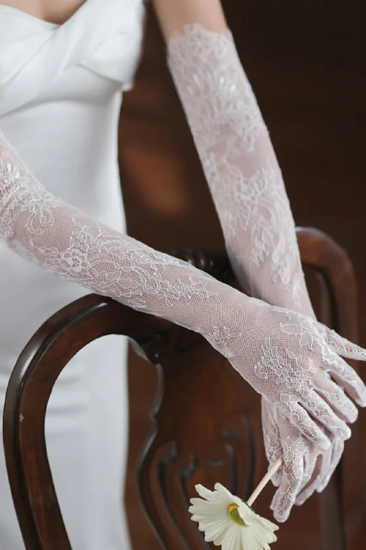 Fingertips Opera Length Lace Wedding Gloves CD0100