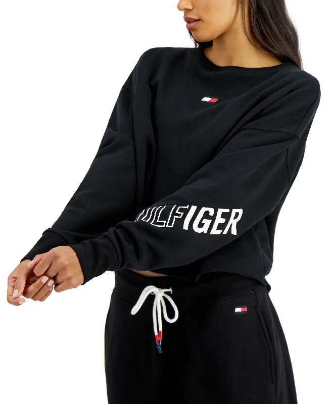 Tommy Hilfiger Sport Womens Fleece Cropped Sweatshirt