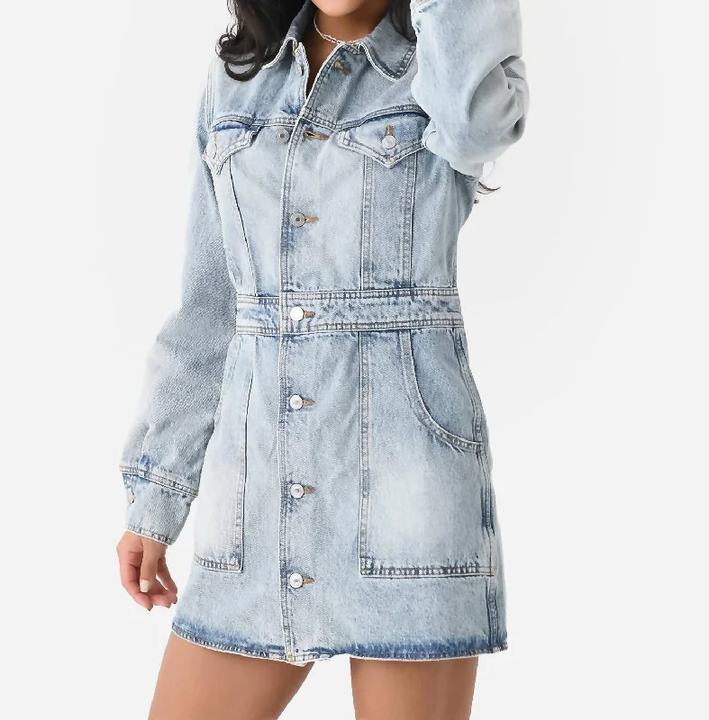 Trucker Dress In Opal Indigo