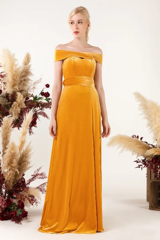 Sheath Sweep-Brush Train Velvet Bridesmaid Dress CB0516