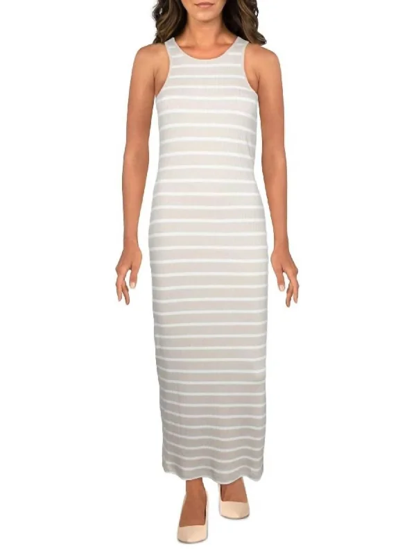 Tommy Rib Racer Dress In Birch/white