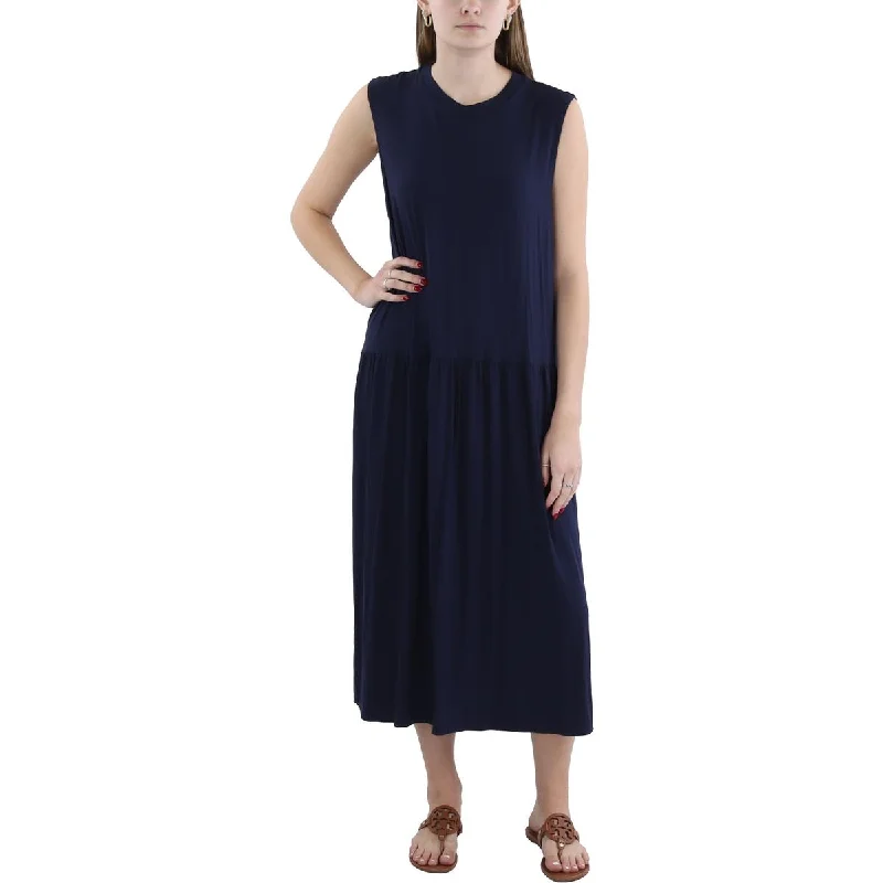 Womens Crewneck Midi Shift Dress