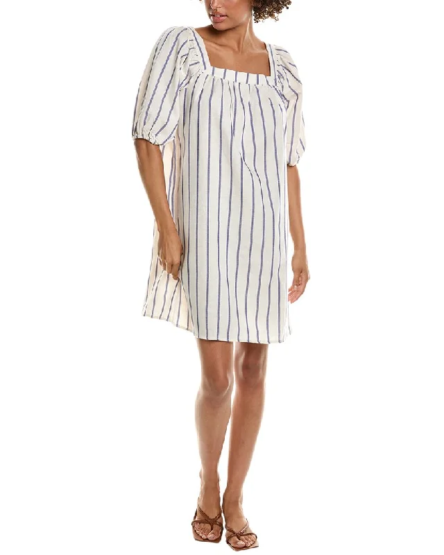 Rachel Parcell Puff Sleeve Linen-Blend Shift Dress