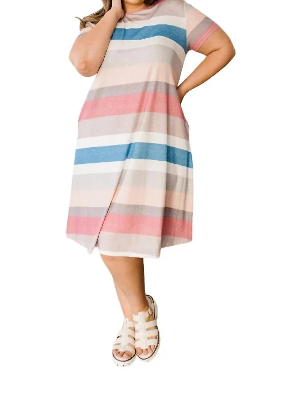 Simple Moments Striped T Shirt Dress In Multi