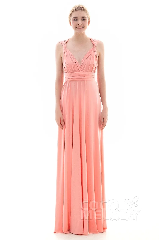 Sheath Floor Length Knitted Bridesmaid Dress COEF16001