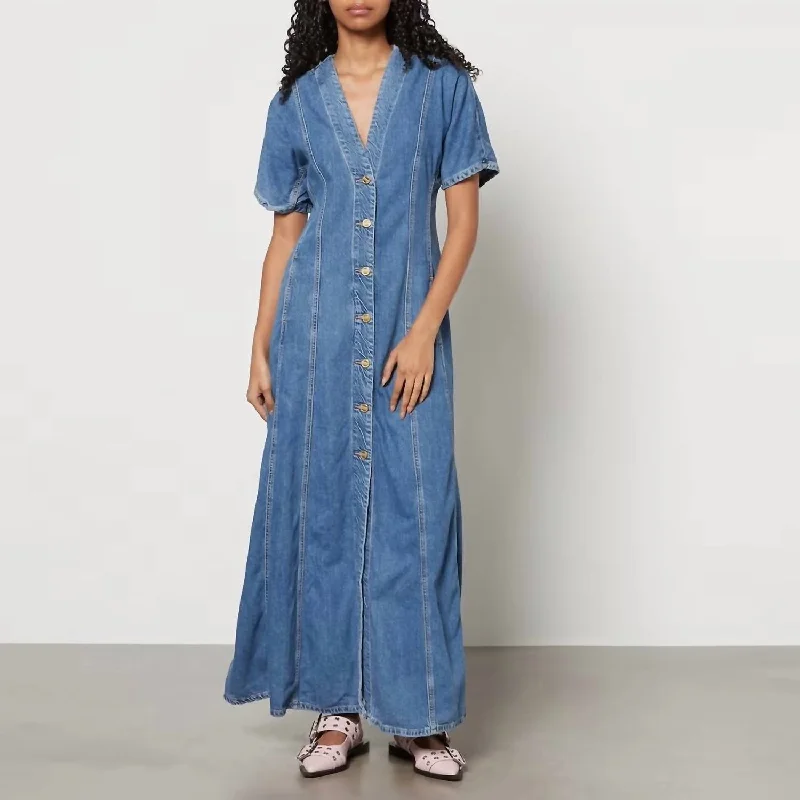 Future Denim Maxi Dress In Midbluestone