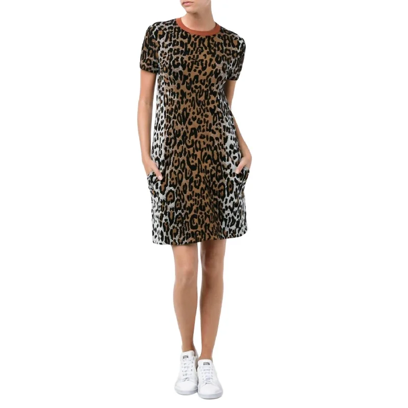 Cheetah Print T-Shirt Dress In Multi