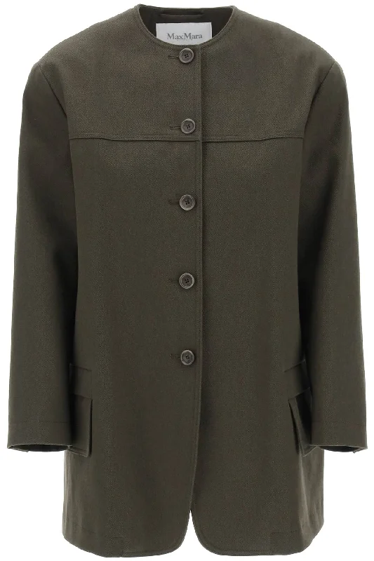 Recital Midi Round Neck Jacket  - Green