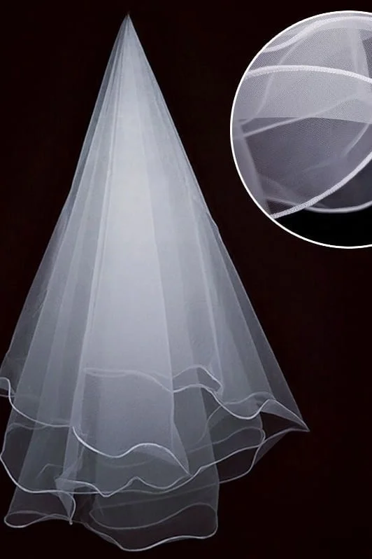 One-tier Pencil Edge Tulle Waist Veils with CV0383