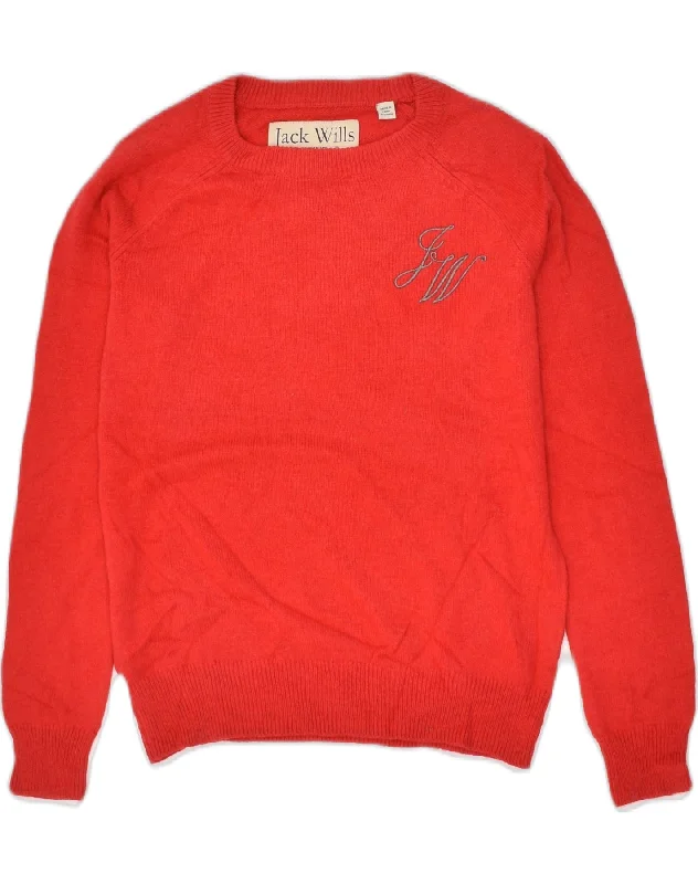 JACK WILLS Womens Crew Neck Jumper Sweater UK 10 Small Red Viscose