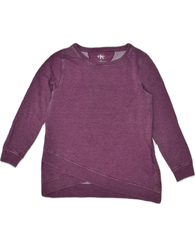 CALVIN KLEIN Womens Sweatshirt Jumper UK 16 Large Purple Cotton