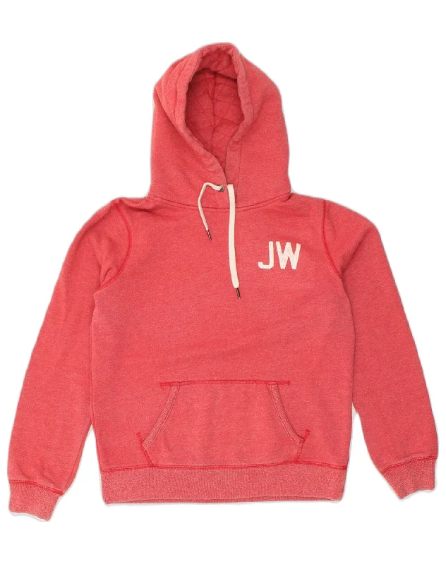 JACK WILLS Womens Graphic Hoodie Jumper UK 14 Large  Red Cotton