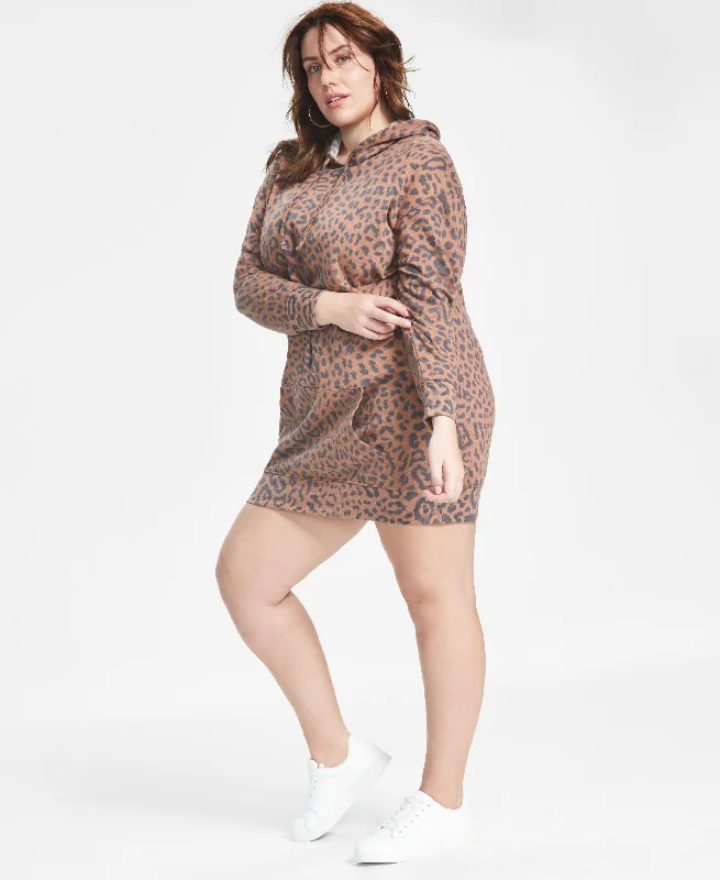 Trendy Plus Size Hoodie Sweatshirt Dress