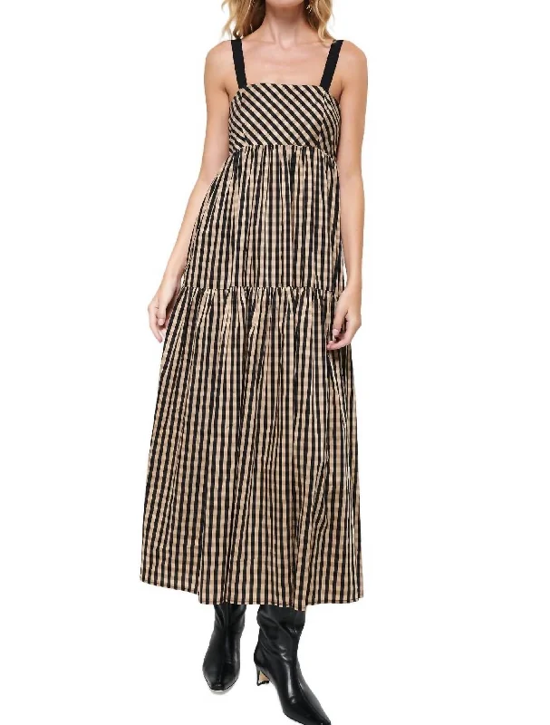 Easton Dress In Black & Brown Gingham