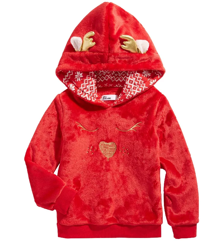 Epic Threads Little Girls Faux Fur Reindeer Hoodie