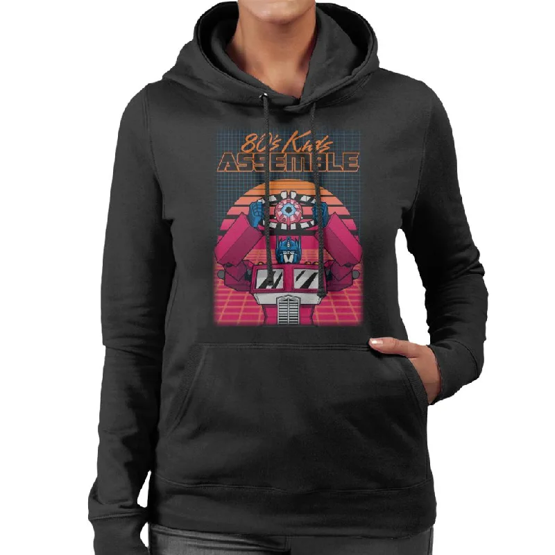 Transformers 80s Kids Assemble Retrowave Women's Hooded Sweatshirt