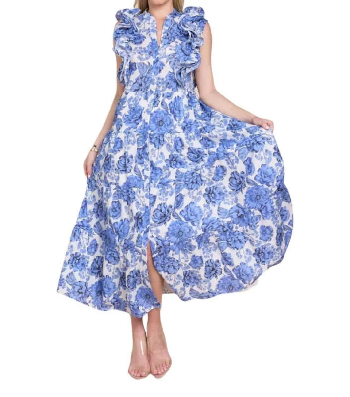 Liz Dress In Blue Garden