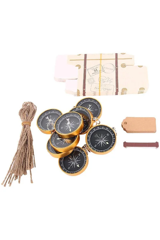 Vintage Suitcase Design Favor Box with Compass CGF0245 (Set of 12 pcs)