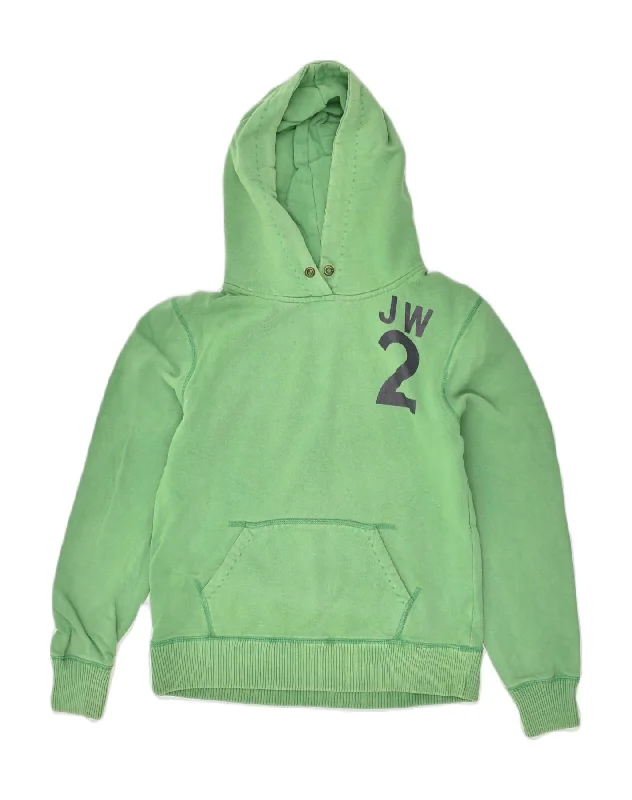 JACK WILLS Womens Graphic Hoodie Jumper UK 12 Medium Green Cotton