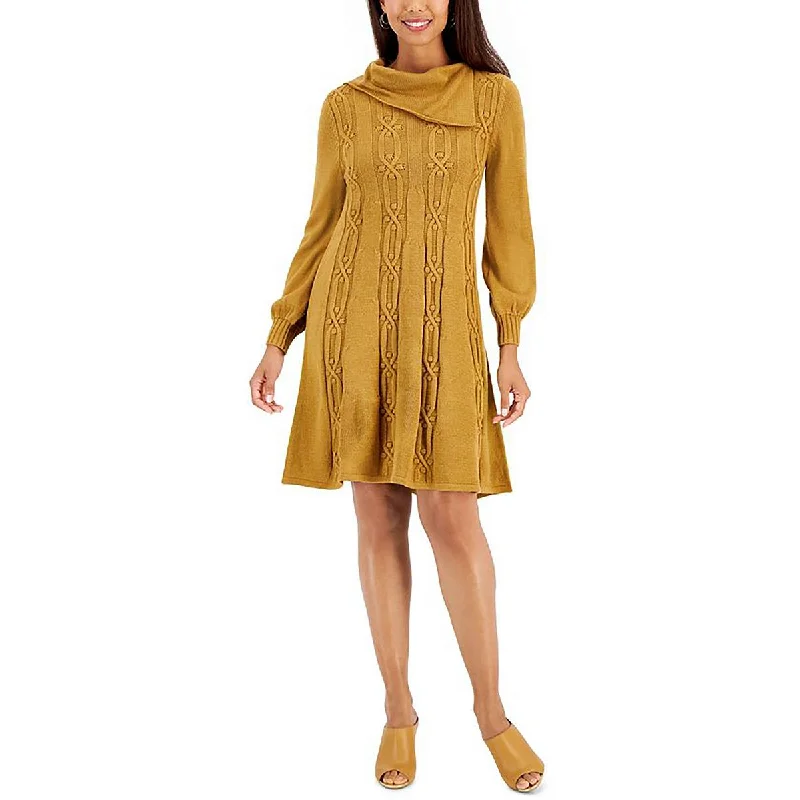 Petites Womens Sweaterdress Asymmetrical