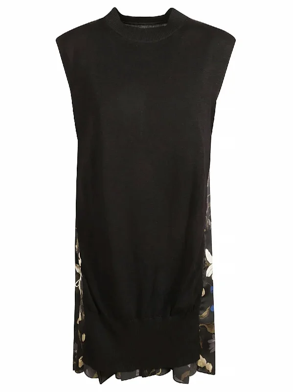 Women's Floral Print Knit Dress In Black