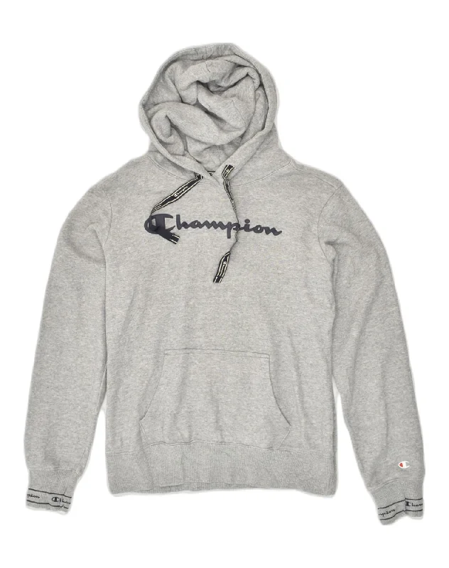 CHAMPION Womens Graphic Hoodie Jumper UK 14 Medium Grey