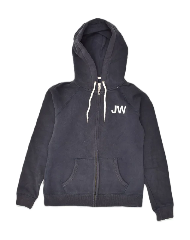 JACK WILLS Womens Zip Hoodie Sweater UK 12 Medium Navy Blue Cotton