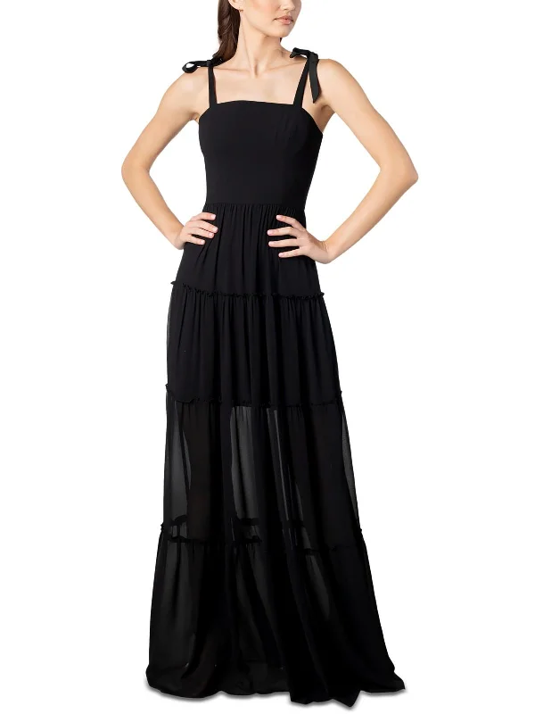 Adonia Womens Tiered Long Maxi Dress