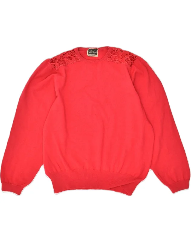 LUISA SPAGNOLI Womens Crew Neck Jumper Sweater UK 14 Medium Red Wool