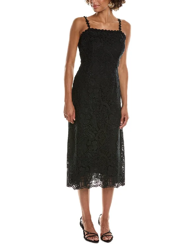 Teri Jon by Rickie Freeman Lace Fitted Midi Dress