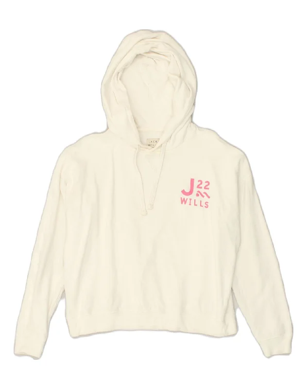 JACK WILLS Womens Oversized Graphic Hoodie Jumper UK 10 Small  White