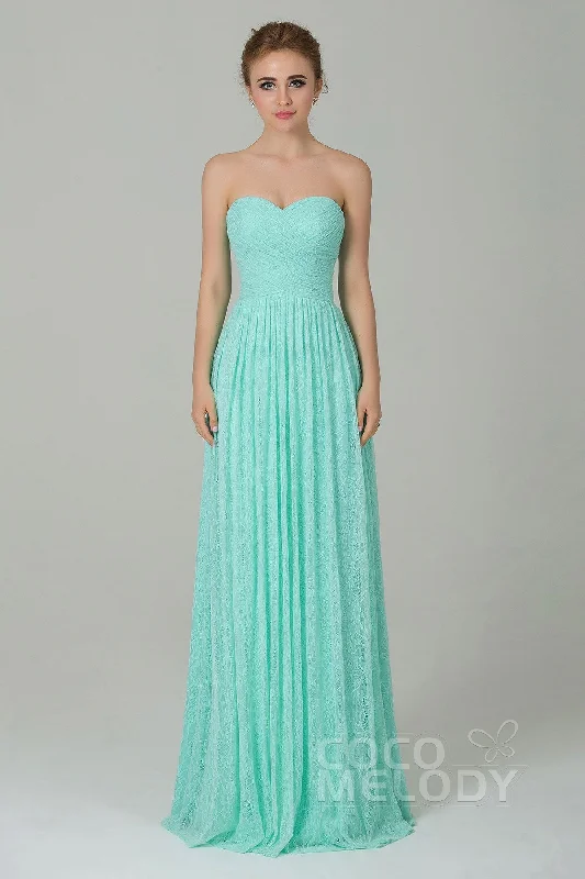 Sheath-Column Floor Length Lace Bridesmaid Dress COZK16013