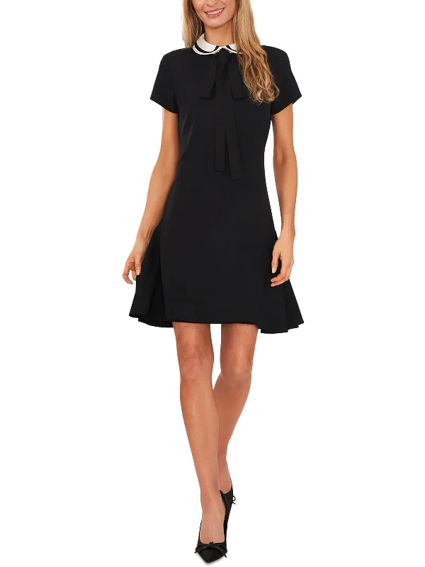 Womens Ruffled Collared Mini Dress