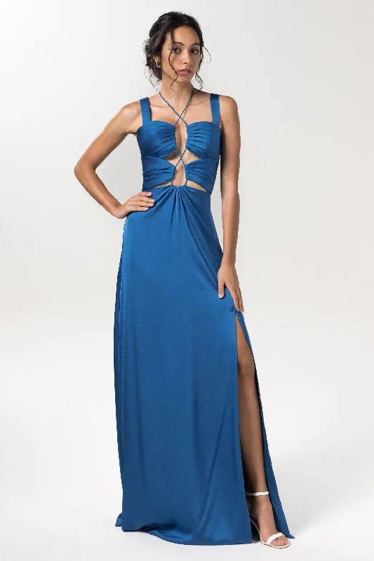 Sheath Floor Length Luxe Satin Bridesmaid Dress Formal Dresses CB0593