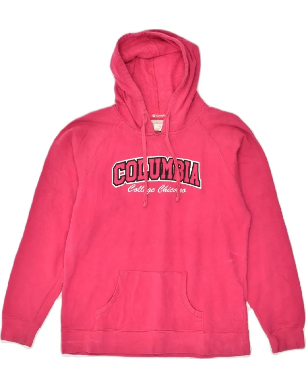 CHAMPION Womens Graphic Hoodie Jumper UK 18 XL Pink Cotton