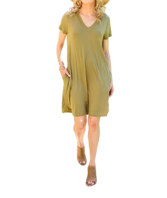 Counting On You T-Shirt Dress In Olive