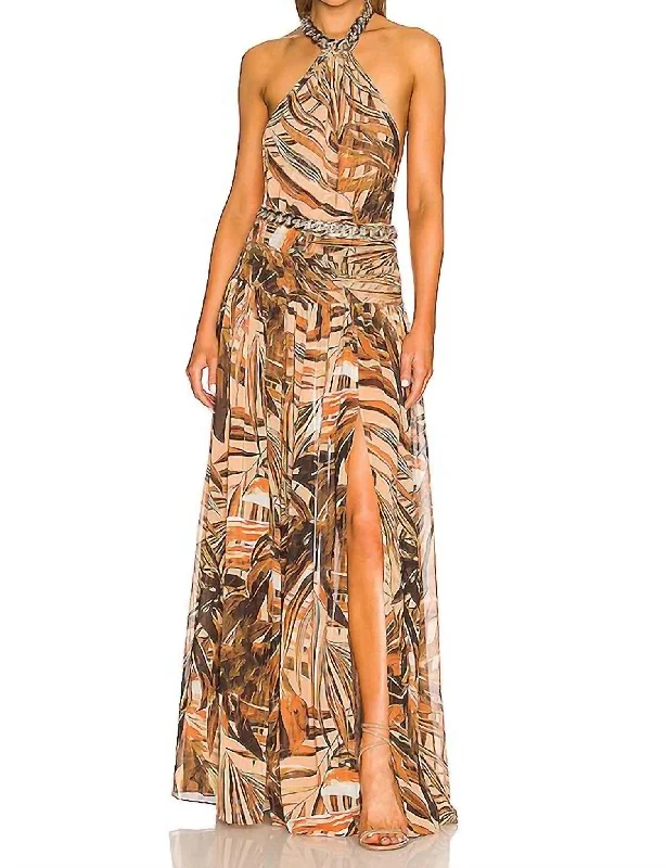 Kenya Chain Gown In Brown/multi