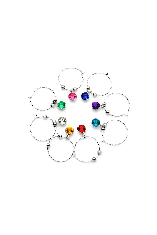 Crystal Wine Glass Charms Identifiers Drink Marker Rings Tags for Goblet Champagne Flutes Cocktails Martinis CGF0146 (Set of 8 pcs)