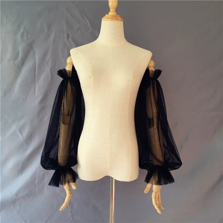 Ruffled black elastic sleeves   583122974681