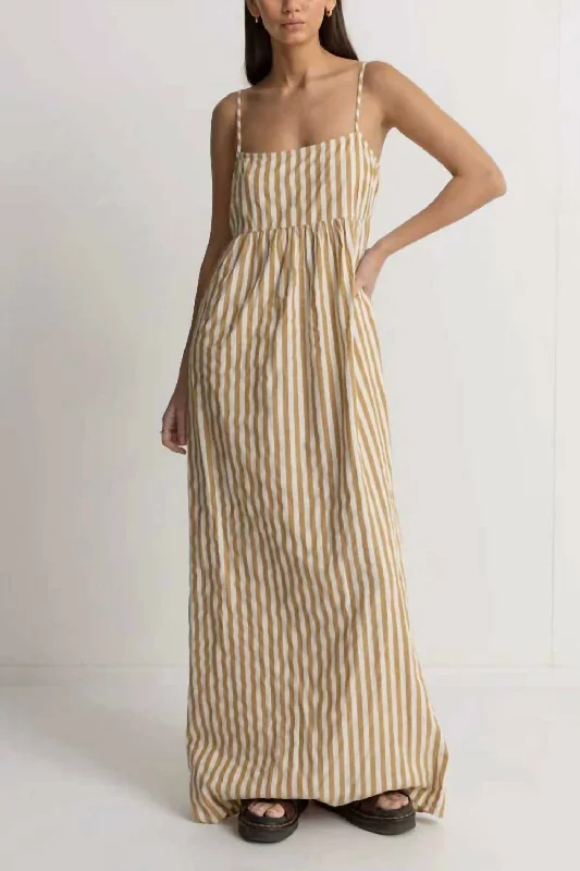 Goodtimes Stripe Maxi Dress In Camel